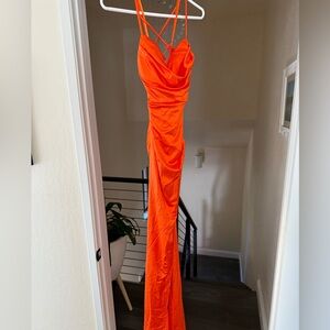 Windsor Vibrant Orange corset style, strapped back formal gown size small/S